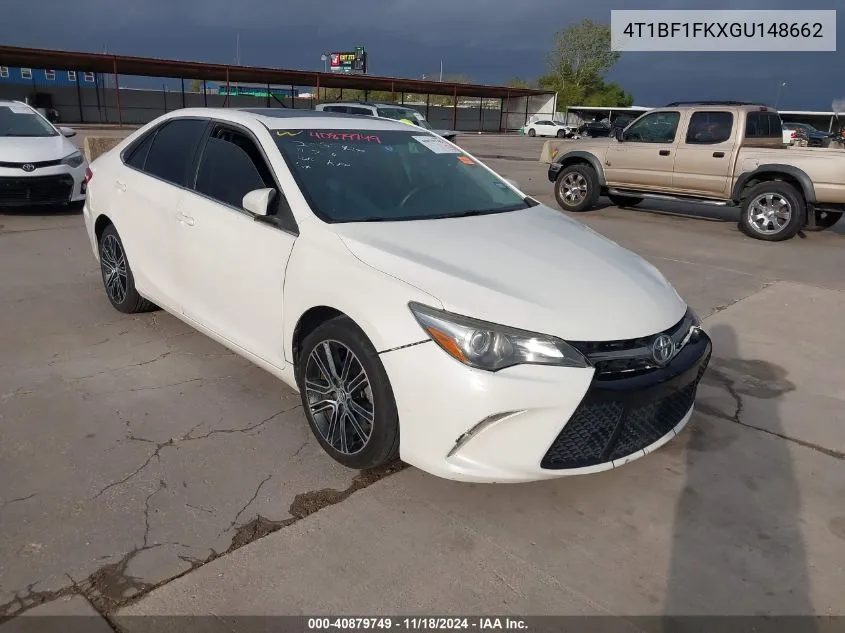 2016 Toyota Camry Se VIN: 4T1BF1FKXGU148662 Lot: 40879749