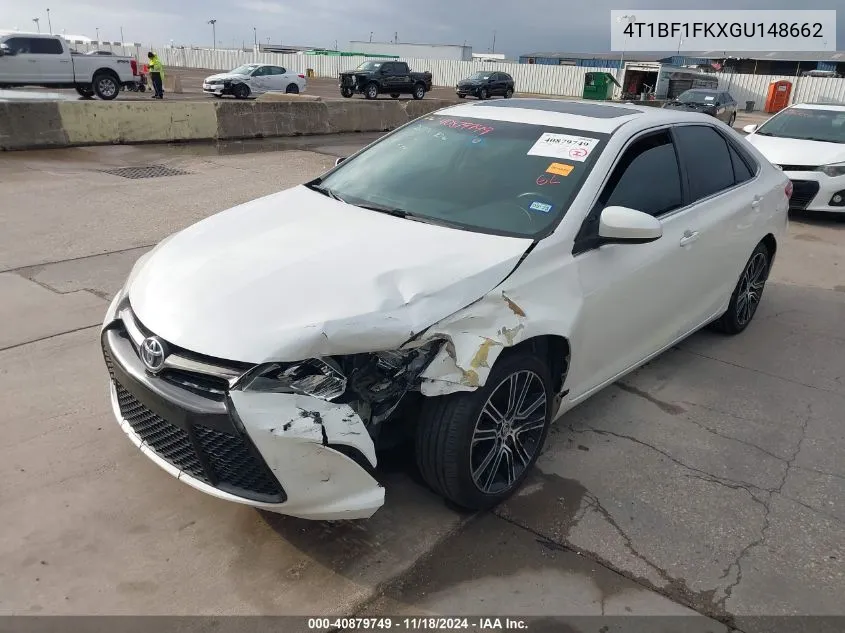 2016 Toyota Camry Se VIN: 4T1BF1FKXGU148662 Lot: 40879749