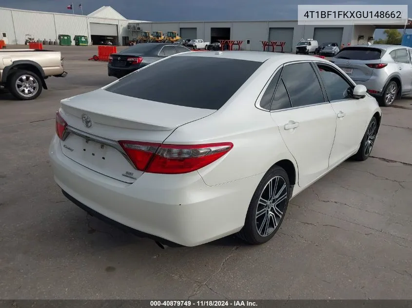 2016 Toyota Camry Se VIN: 4T1BF1FKXGU148662 Lot: 40879749