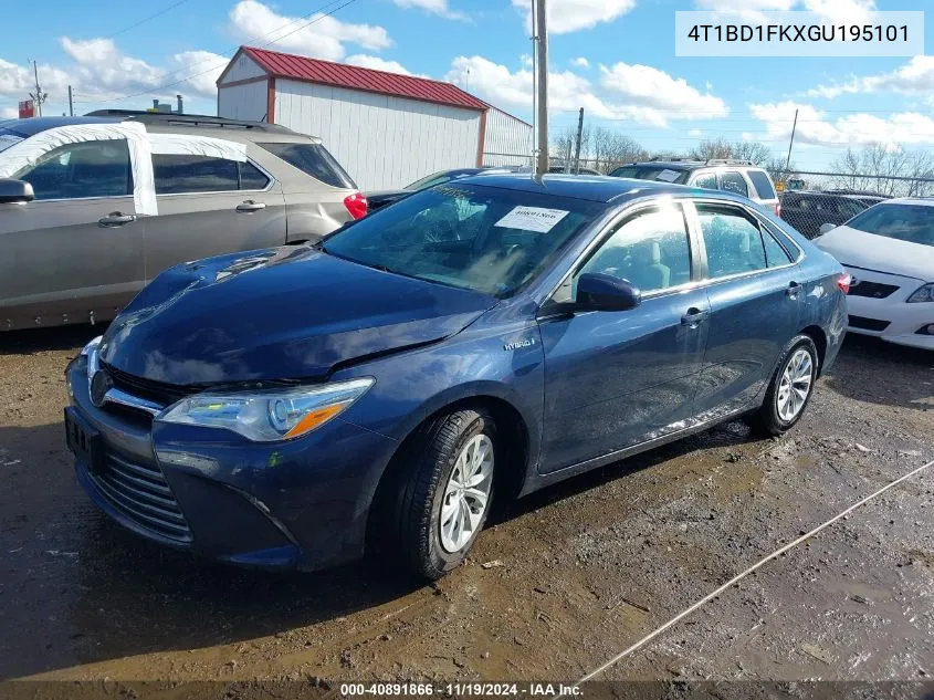 2016 Toyota Camry Hybrid Le VIN: 4T1BD1FKXGU195101 Lot: 40891866