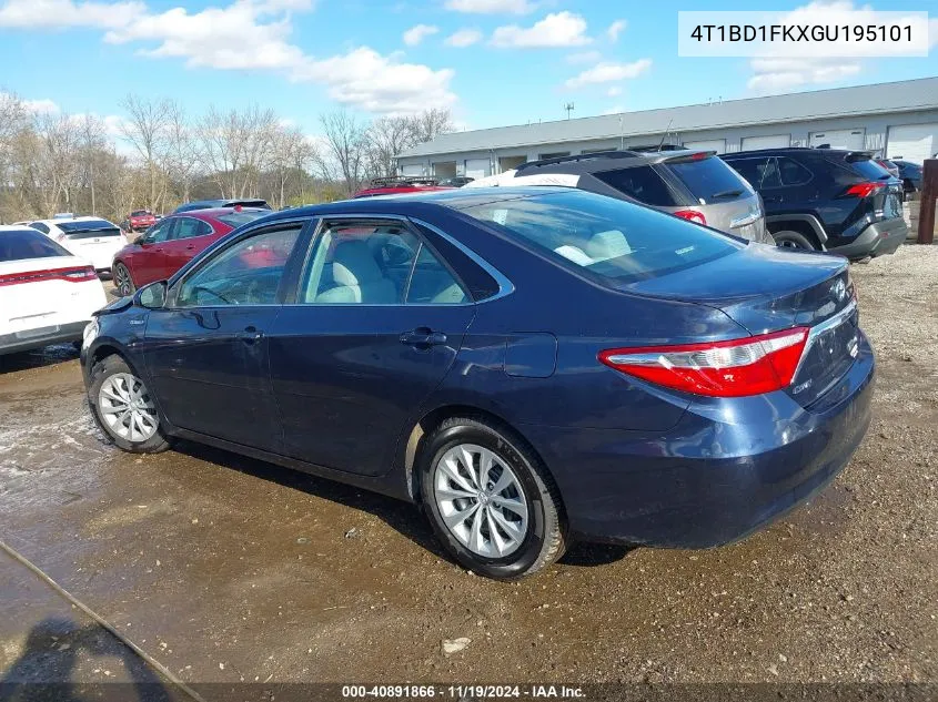 2016 Toyota Camry Hybrid Le VIN: 4T1BD1FKXGU195101 Lot: 40891866