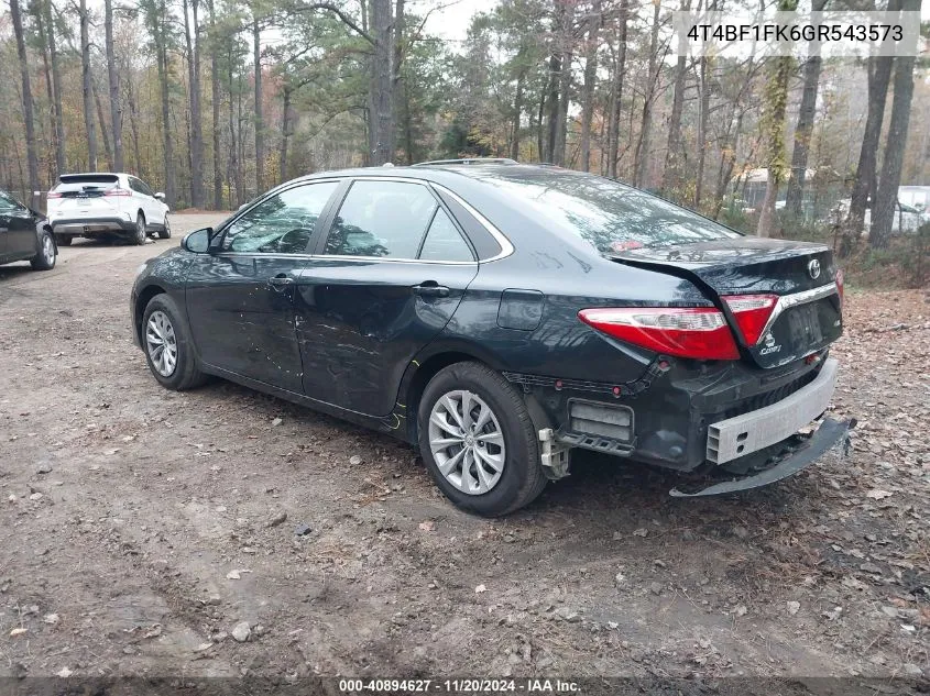 2016 Toyota Camry Le VIN: 4T4BF1FK6GR543573 Lot: 40894627