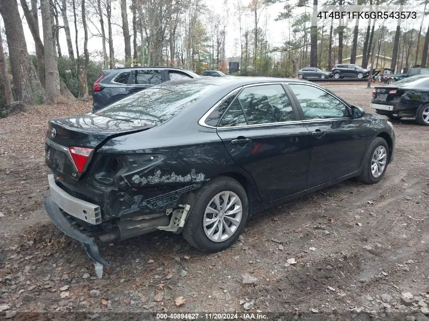 2016 Toyota Camry Le VIN: 4T4BF1FK6GR543573 Lot: 40894627