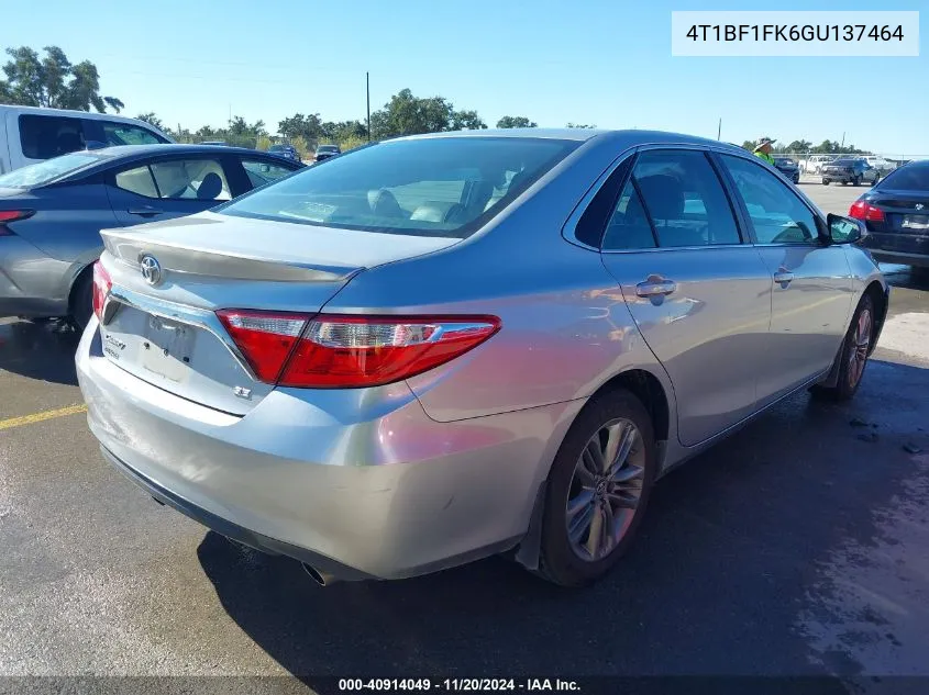 2016 Toyota Camry Se VIN: 4T1BF1FK6GU137464 Lot: 40914049