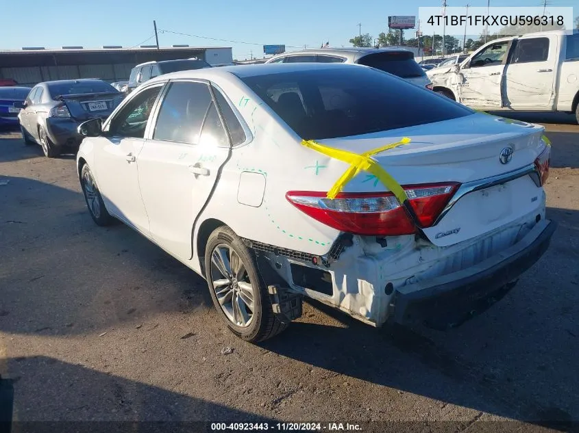 2016 Toyota Camry Se VIN: 4T1BF1FKXGU596318 Lot: 40923443