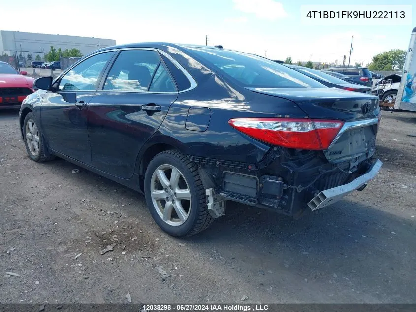 2017 Toyota Camry Hybrid Xle VIN: 4T1BD1FK9HU222113 Lot: 12038298