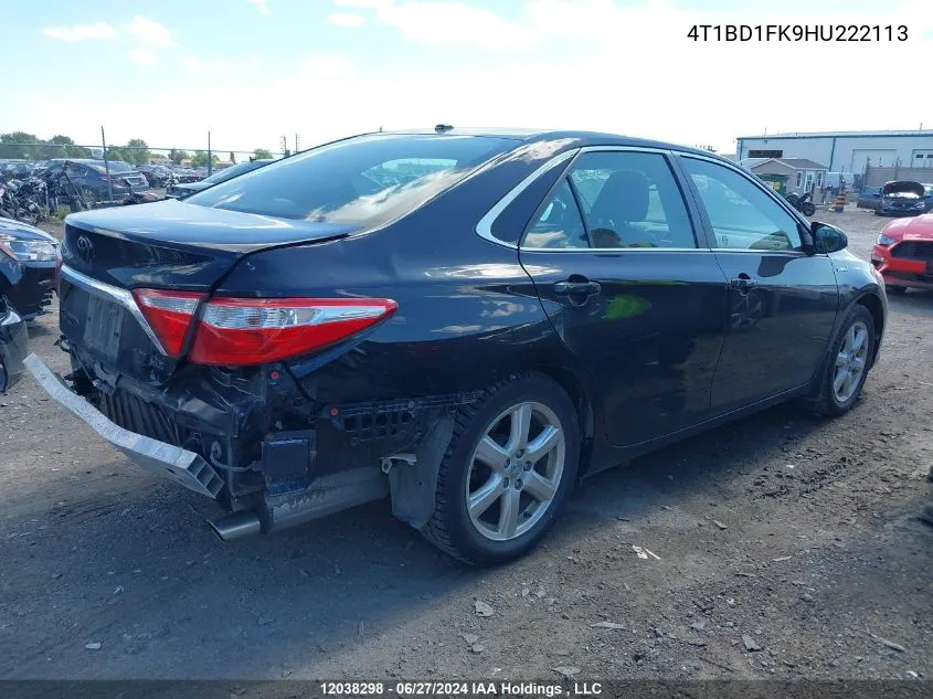 2017 Toyota Camry Hybrid Xle VIN: 4T1BD1FK9HU222113 Lot: 12038298