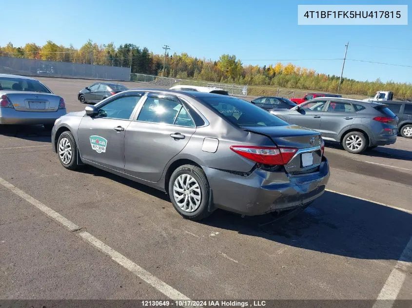 2017 Toyota Camry Le/Xle/Se/Xse VIN: 4T1BF1FK5HU417815 Lot: 12130649