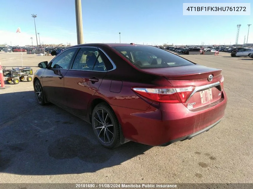 2017 Toyota Camry Xse VIN: 4T1BF1FK3HU761272 Lot: 20181690