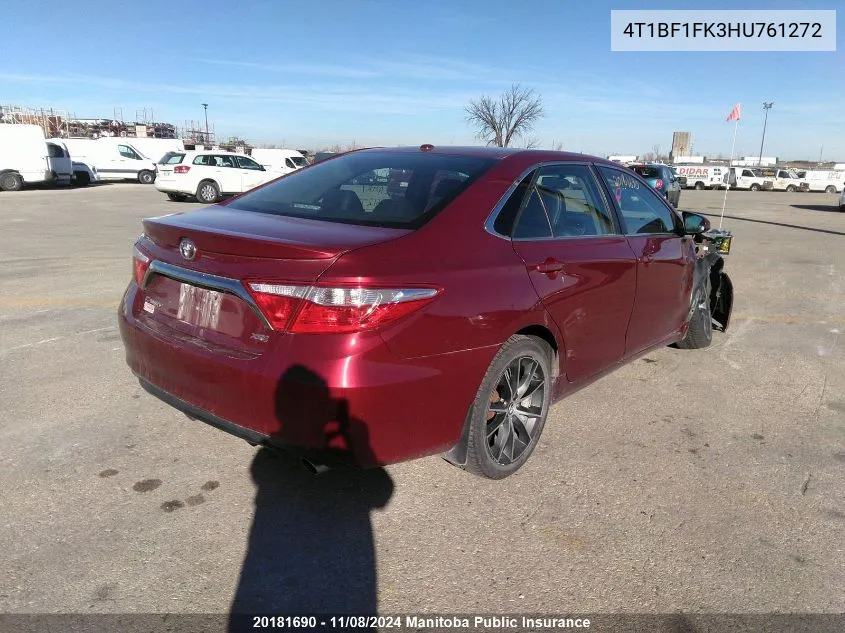 2017 Toyota Camry Xse VIN: 4T1BF1FK3HU761272 Lot: 20181690