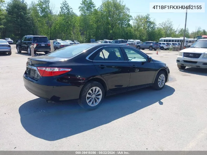 2017 Toyota Camry Le VIN: 4T1BF1FKXHU452155 Lot: 39418356