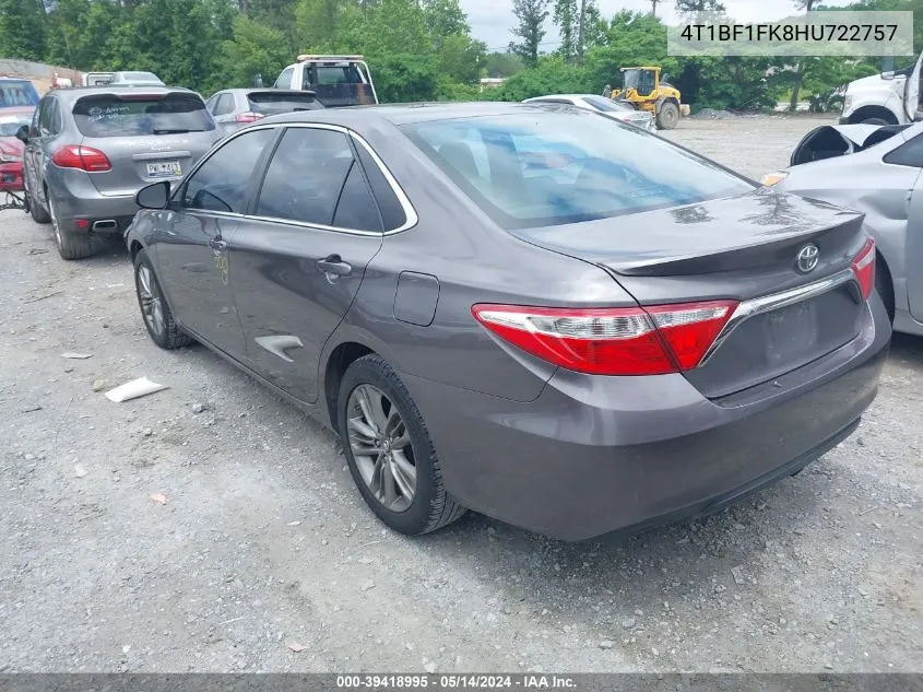 2017 Toyota Camry Se VIN: 4T1BF1FK8HU722757 Lot: 39418995