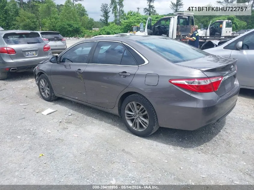 2017 Toyota Camry Se VIN: 4T1BF1FK8HU722757 Lot: 39418995