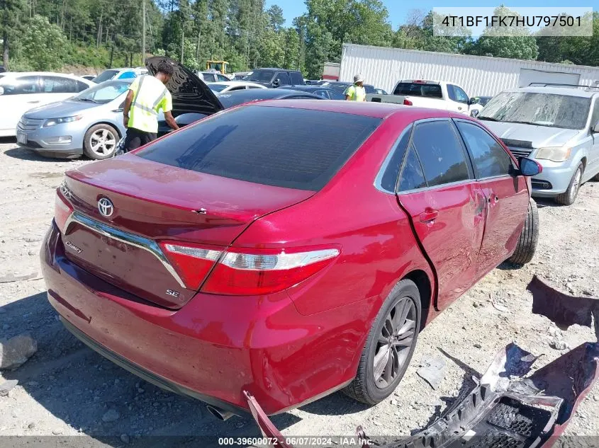 2017 Toyota Camry Se VIN: 4T1BF1FK7HU797501 Lot: 39600072