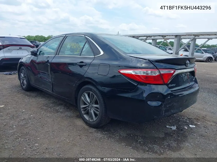 2017 Toyota Camry Se VIN: 4T1BF1FK5HU443296 Lot: 39749246