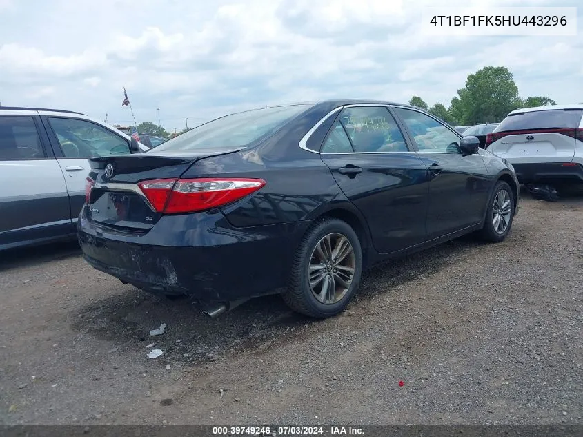 2017 Toyota Camry Se VIN: 4T1BF1FK5HU443296 Lot: 39749246