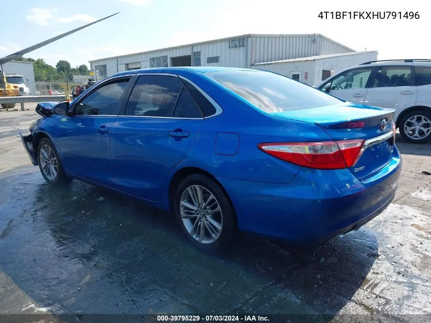 2017 Toyota Camry Se VIN: 4T1BF1FKXHU791496 Lot: 39795229