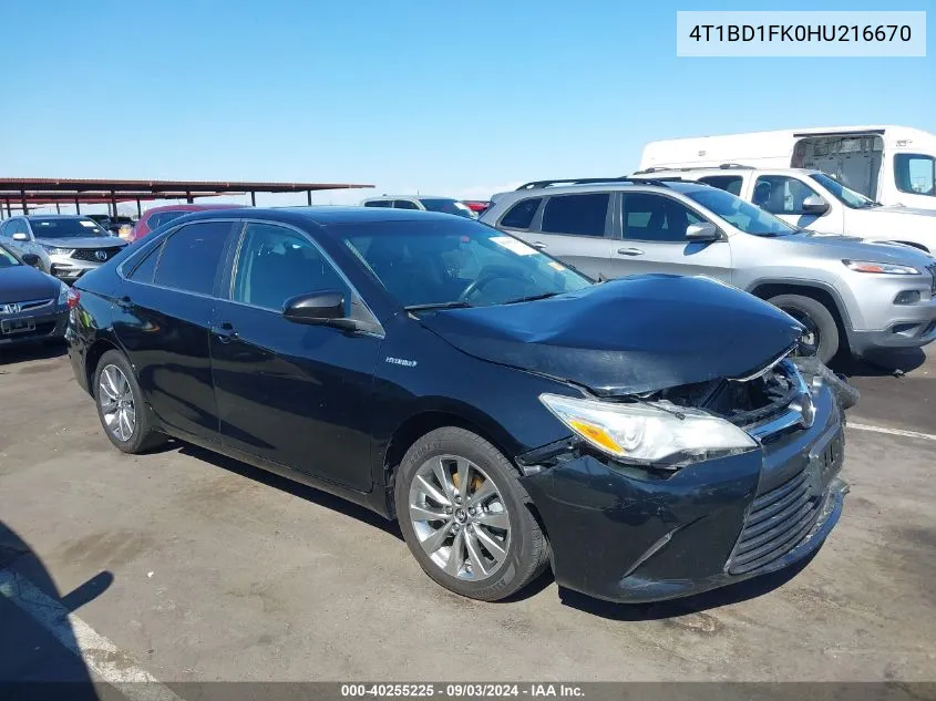 2017 Toyota Camry Hybrid Xle VIN: 4T1BD1FK0HU216670 Lot: 40255225