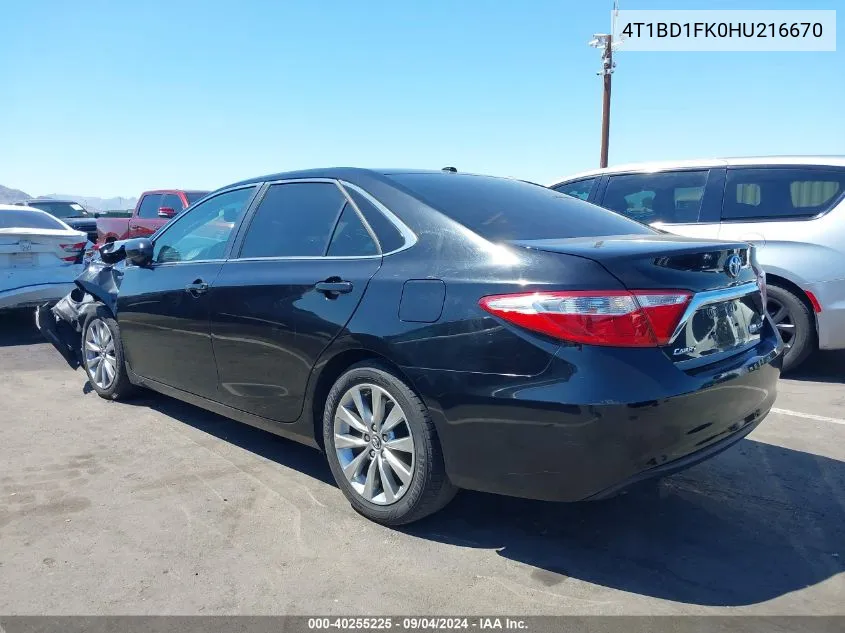 4T1BD1FK0HU216670 2017 Toyota Camry Hybrid Xle