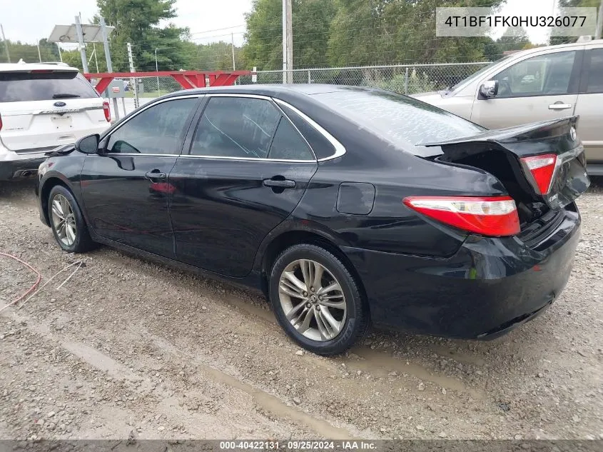 2017 Toyota Camry Se VIN: 4T1BF1FK0HU326077 Lot: 40422131