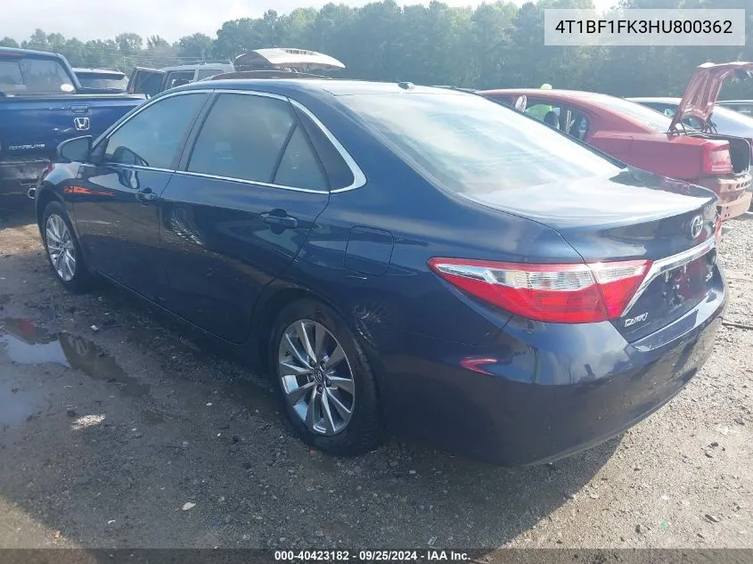 2017 Toyota Camry Xle VIN: 4T1BF1FK3HU800362 Lot: 40423182