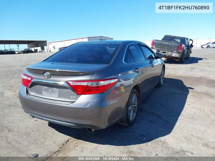 2017 Toyota Camry Se VIN: 4T1BF1FK2HU760890 Lot: 40582506