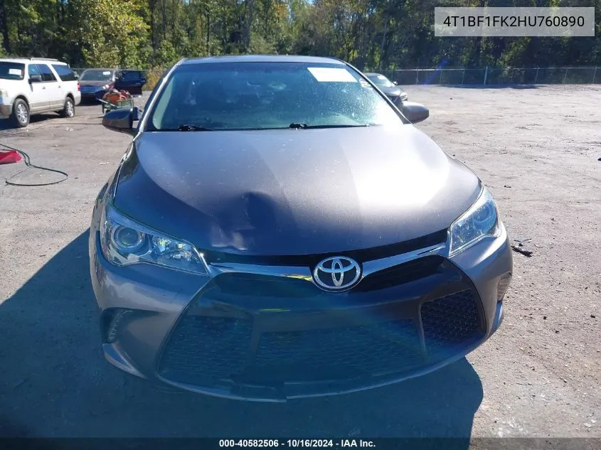 2017 Toyota Camry Se VIN: 4T1BF1FK2HU760890 Lot: 40582506