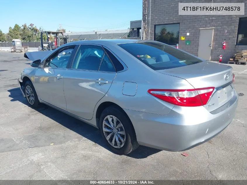 2017 Toyota Camry Le VIN: 4T1BF1FK6HU748578 Lot: 40654633