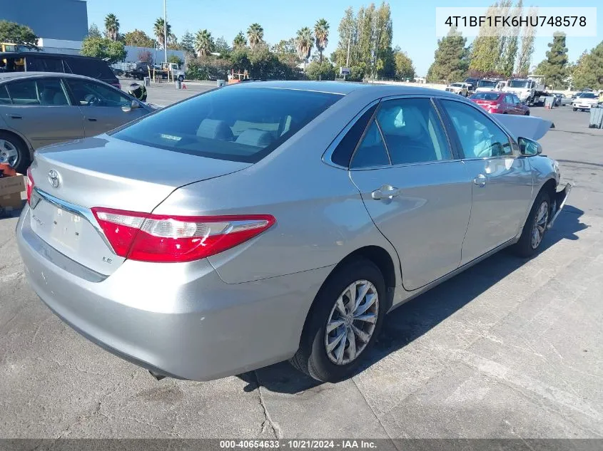 2017 Toyota Camry Le VIN: 4T1BF1FK6HU748578 Lot: 40654633