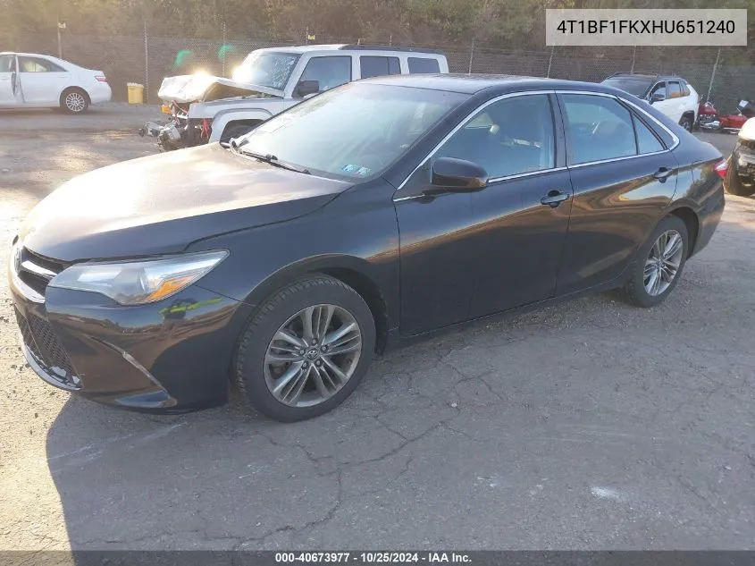 2017 Toyota Camry Se VIN: 4T1BF1FKXHU651240 Lot: 40673977