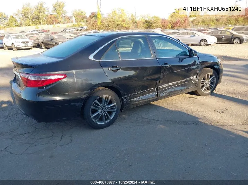 2017 Toyota Camry Se VIN: 4T1BF1FKXHU651240 Lot: 40673977