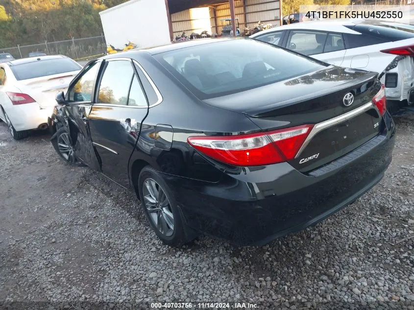 2017 Toyota Camry Se VIN: 4T1BF1FK5HU452550 Lot: 40703756