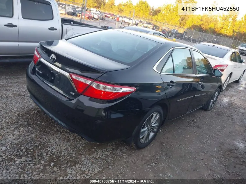 2017 Toyota Camry Se VIN: 4T1BF1FK5HU452550 Lot: 40703756