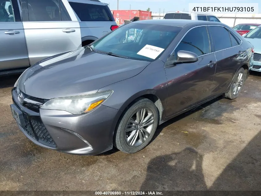 2017 Toyota Camry Se VIN: 4T1BF1FK1HU793105 Lot: 40706980