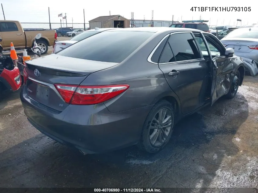 2017 Toyota Camry Se VIN: 4T1BF1FK1HU793105 Lot: 40706980