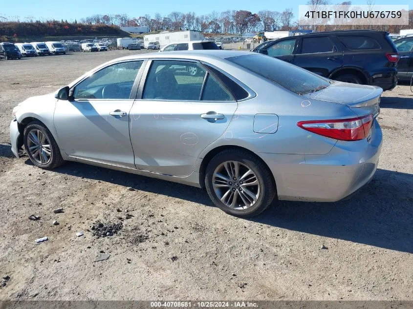 2017 Toyota Camry Se VIN: 4T1BF1FK0HU676759 Lot: 40708681