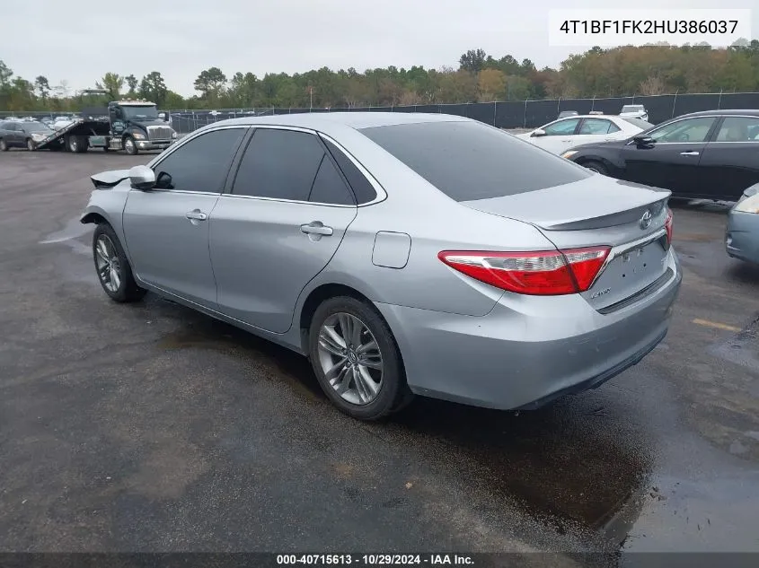 2017 Toyota Camry Se VIN: 4T1BF1FK2HU386037 Lot: 40715613