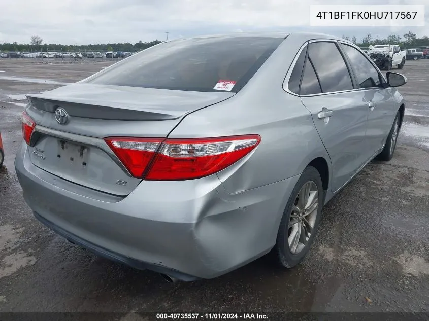 2017 Toyota Camry Se VIN: 4T1BF1FK0HU717567 Lot: 40735537