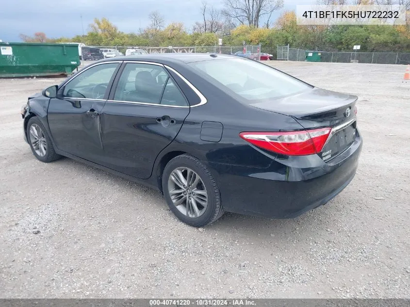 2017 Toyota Camry Se VIN: 4T1BF1FK5HU722232 Lot: 40741220