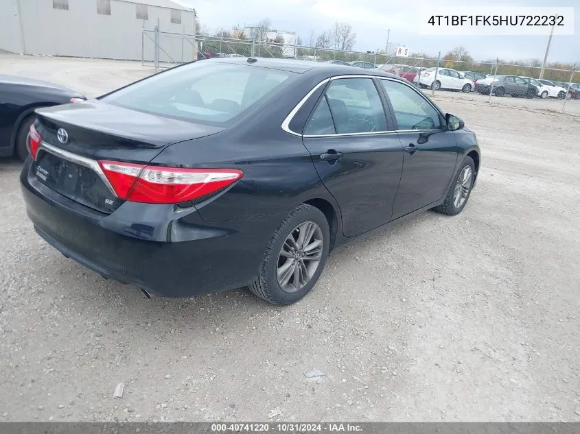 2017 Toyota Camry Se VIN: 4T1BF1FK5HU722232 Lot: 40741220