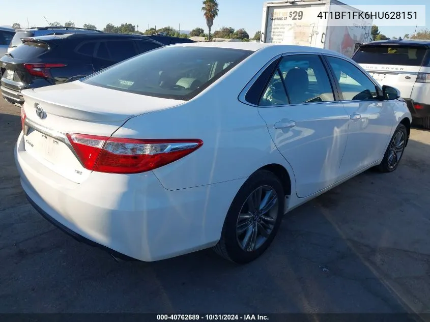 2017 Toyota Camry Se VIN: 4T1BF1FK6HU628151 Lot: 40762689