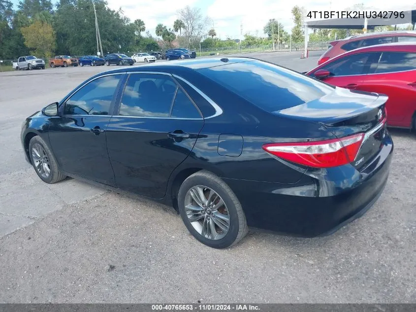 2017 Toyota Camry Se VIN: 4T1BF1FK2HU342796 Lot: 40765653