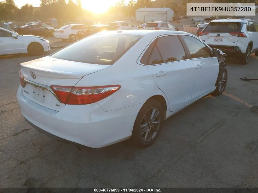 2017 Toyota Camry Se VIN: 4T1BF1FK9HU357280 Lot: 40776899