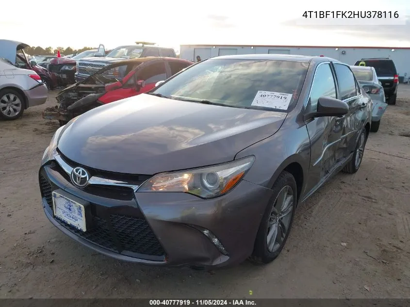 2017 Toyota Camry Se VIN: 4T1BF1FK2HU378116 Lot: 40777919