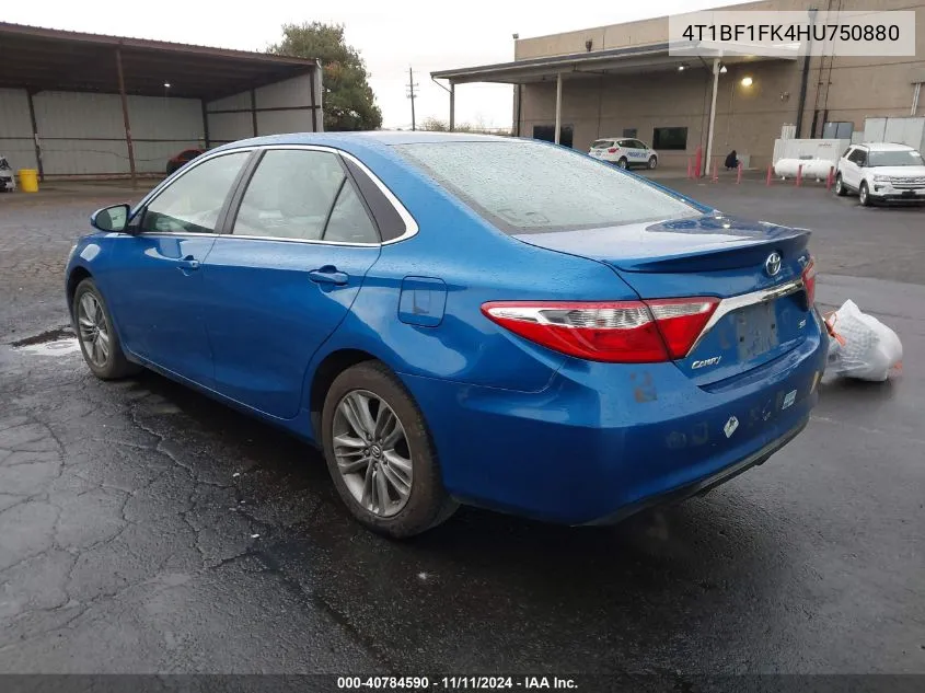 2017 Toyota Camry Se VIN: 4T1BF1FK4HU750880 Lot: 40784590