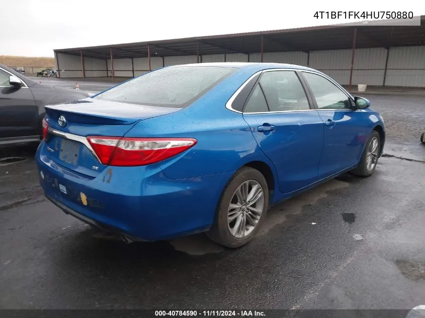 2017 Toyota Camry Se VIN: 4T1BF1FK4HU750880 Lot: 40784590