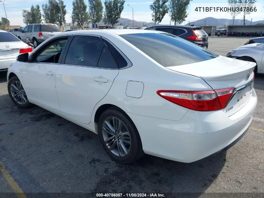 2017 Toyota Camry Se VIN: 4T1BF1FK0HU347866 Lot: 40786057