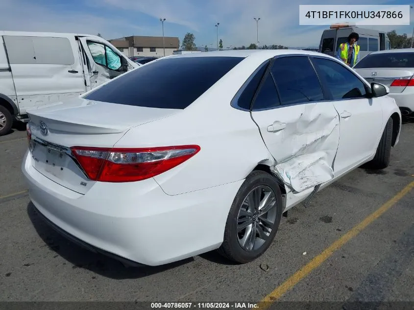 2017 Toyota Camry Se VIN: 4T1BF1FK0HU347866 Lot: 40786057