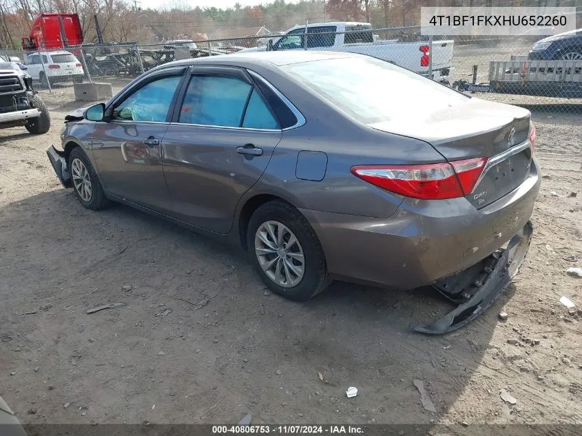 2017 Toyota Camry Le VIN: 4T1BF1FKXHU652260 Lot: 40806753