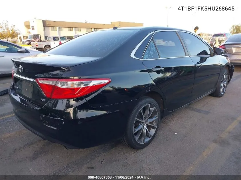 2017 Toyota Camry Xse VIN: 4T1BF1FK5HU268645 Lot: 40807358